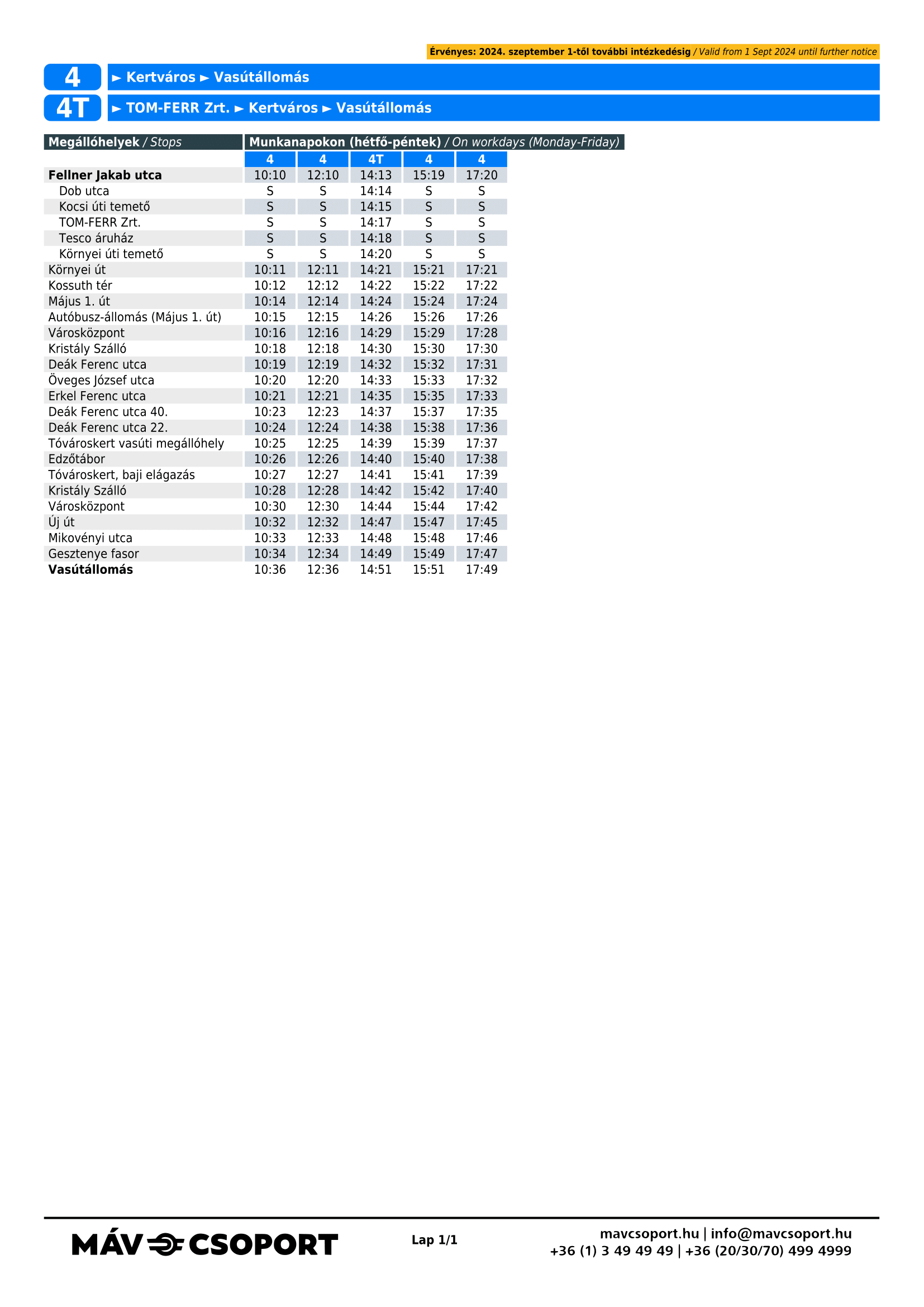Menetrend 4-4T