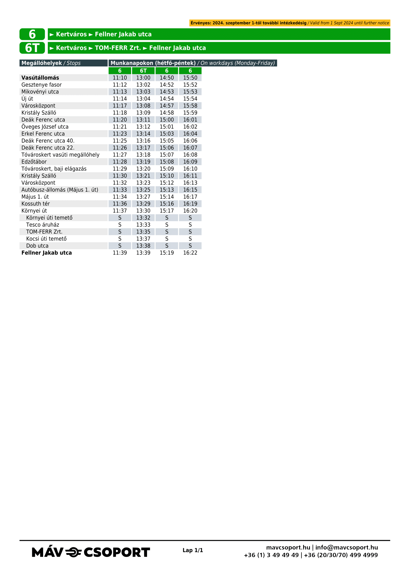 Menetrend 6-6T